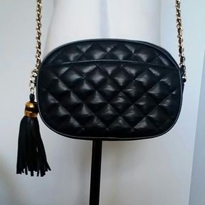 A&W | Faux Leather Navy Blue Quilt Bag